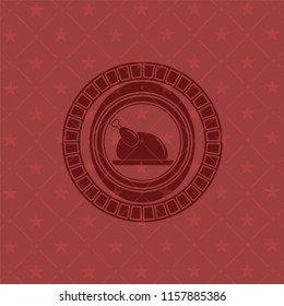 chicken dish icon inside red icon or emblem