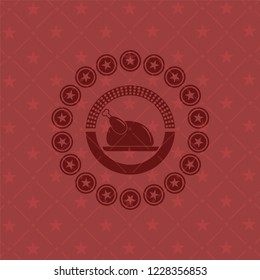 chicken dish icon inside red icon or emblem