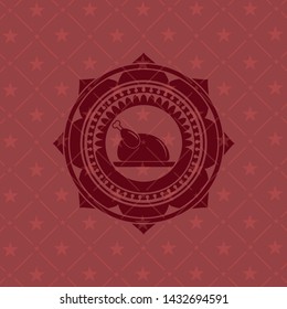 chicken dish icon inside red icon or emblem