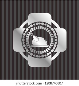 chicken dish icon inside silver shiny emblem