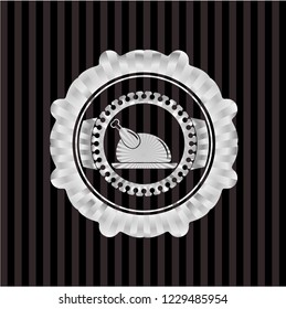 chicken dish icon inside silver badge