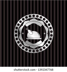 chicken dish icon inside silver shiny emblem