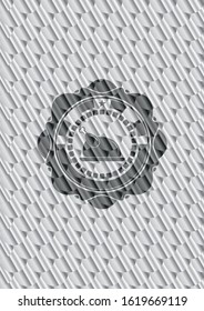 chicken dish icon inside silver color emblem. Scales pattern. Vector Illustration. Detailed.