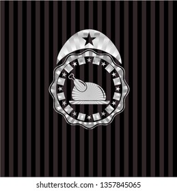 chicken dish icon inside silvery shiny emblem