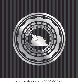 chicken dish icon inside silvery shiny emblem