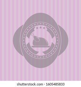 chicken dish icon inside vintage pink emblem