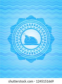 chicken dish icon inside water emblem background.