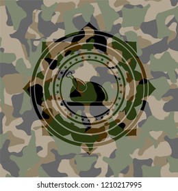 chicken dish icon on camo pattern