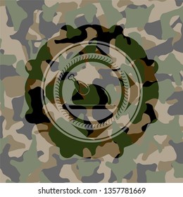chicken dish icon on camouflage texture