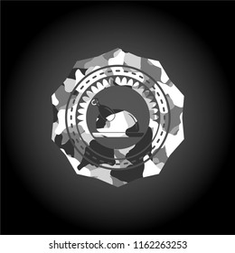 chicken dish icon on grey camouflaged pattern