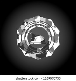chicken dish icon on grey camo texture