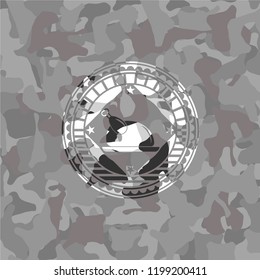 chicken dish icon on grey camouflaged pattern