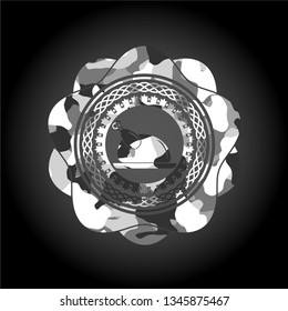 chicken dish icon on grey camo pattern