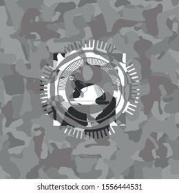 chicken dish icon on grey camouflaged pattern