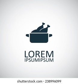 chicken dish icon on white background 