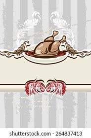 Chicken dish in retro style 