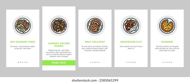 chicken dishes roast grilled onboarding mobile vector fried baked, barbecue teriyaki, curry, casserole parmesan, piccata marsala, tandoori chicken dishes roast grilled illustrations