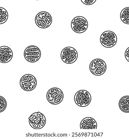 chicken dishes roast grilled vector seamless pattern thin line illustration