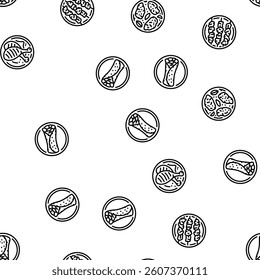chicken dishes roast grilled vector seamless pattern thin line illustration
