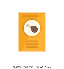 Chicken dog food icon flat vector. Pet feed. Snack dish isolated