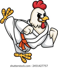 Chicken doing karate vector illustration