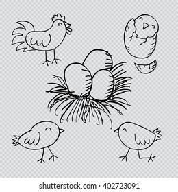 Chicken doodle. Hand drawing illustration
