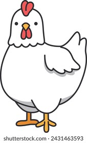 Icono de garabato de pollo sobre fondo blanco para su diseño web