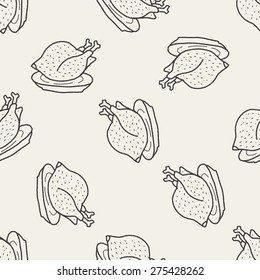 chicken doodle seamless pattern background