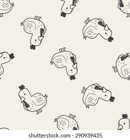 Chicken Doodle Seamless Pattern Background