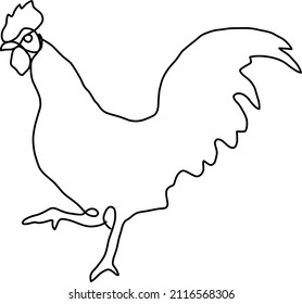 Chicken doodle sketch drawing on white background. Hand drawn minimalist one-line art abstract vector illustration