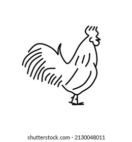 chicken doodle vector illustration.
Hand drawn cute chicken for farm logo identity. Domestic animal mascot concept. Poultry hen line design modern vector graphic illustration