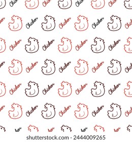 Chicken Doodles Flick Cartoon Poultry and Letters can be use for background and apparel design