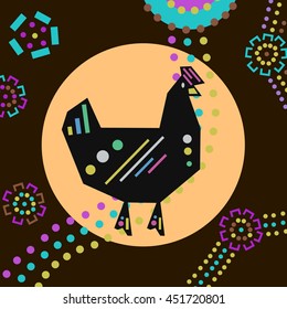 Chicken in Dot Painting