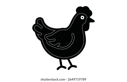 Chicken drawing. Simple cartoon line icon of a hen. vector illustration