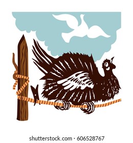 The chicken dreams of flying