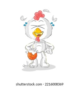 the chicken dribble basketball character. cartoon mascot vector