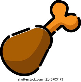 Chicken drum, illustration, vector on a white background.