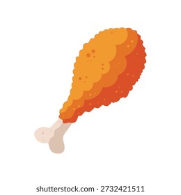 Chicken drumstick flat design cartoon illustration