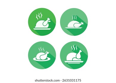 Chicken Drumstick Flat Icons Pack, fried chicken flat icon, crispy chicken vector art, grilled chicken icons