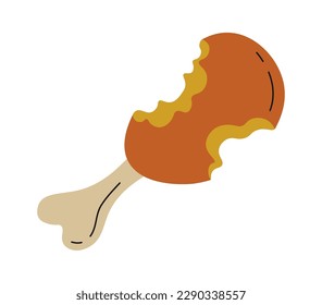 Chicken drumstick food waste flat icon Sorted organic garbage. Vector illustration