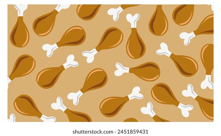 chicken drumstick fried chicken restaurant doodle seamless pattern icon pattern background, wallpaper, card	