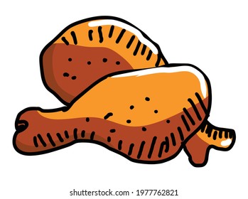 Chicken drumstick fried chicken vector illustration isolated on white background