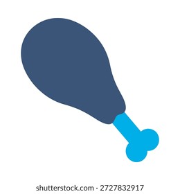 Pollo drumstick icono azul plano diseño de Vector símbolo de comida de carne carne de ave comida de pierna almuerzo cocina nutrición elemento gráfico signo