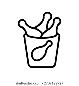 Icono de drumstick de pollo, Vector de línea