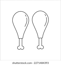 chicken drumstick icon vector design illustration line art