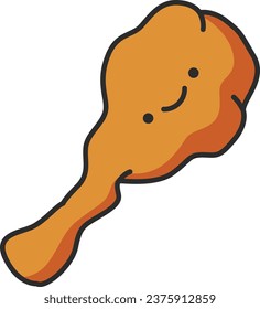 Chicken drumstick icon. Vector illustration of fried chicken drumstick.