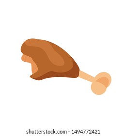 chicken drumstick isolated on white background, fried chicken leg leftover for waste food concept, illustration chicken thighs icon fried food, waste food from leftover chicken drumstick