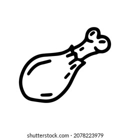 chicken drumstick line vector doodle simple icon