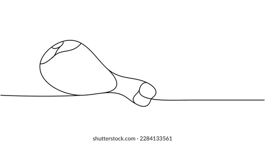 Chicken drumstick one line continuous drawing. Fresh chicken meat continuous one line illustration. Vector minimalist linear illustration.