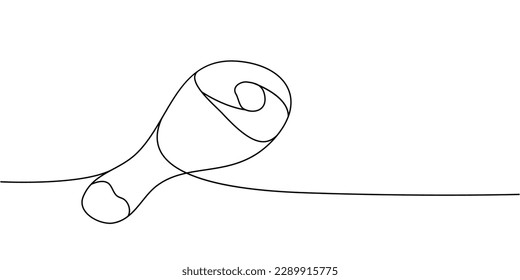 Chicken drumstick one line continuous drawing. Fresh chicken meat continuous one line illustration. Vector minimalist linear illustration.
